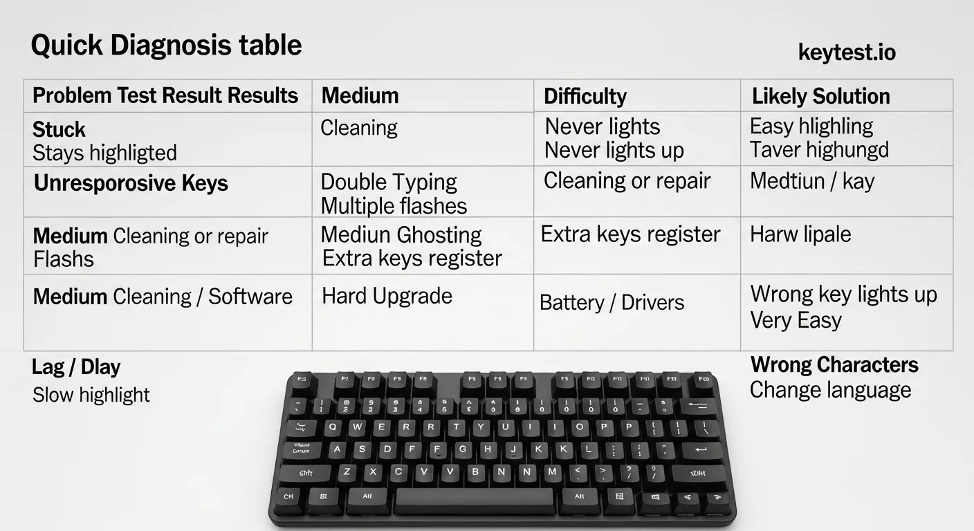 Quick diagnosis table
