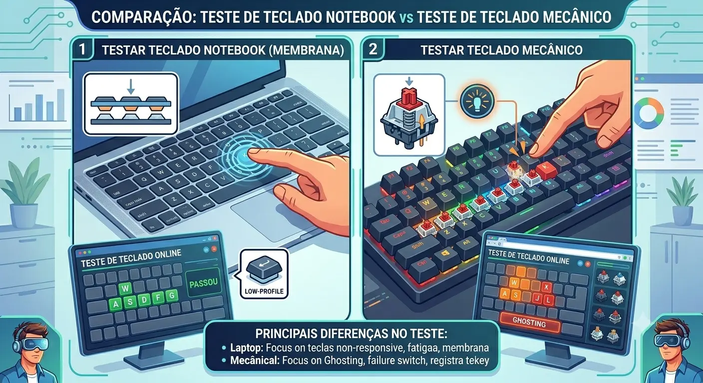 Testar teclado notebook e teclado mecânico